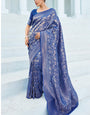 Fancifull Blue Kanjivaram Silk Saree With Traditional Blouse Piece