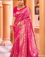 Cynosure Dark Pink Kanjivaram Silk Saree With Propinquity Blouse Piece