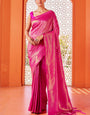 Twirling Dark Pink Kanjivaram Silk Saree With Surpassing Blouse Piece