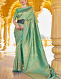 Lagniappe Green Kanjivaram Silk Saree With Incredible Blouse Piece