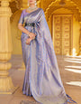 Lagniappe Lavender Kanjivaram Silk Saree With Incredible Blouse Piece