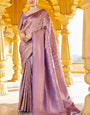 Lagniappe Purple Kanjivaram Silk Saree With Incredible Blouse Piece