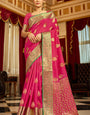 Prominent Dark Pink Soft Banarasi Silk Saree With Enamoring Blouse Piece