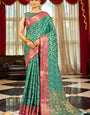 Diaphanous Rama Soft Banarasi Silk Saree With Desirable Blouse Piece