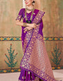 Felicitous Purple Soft Banarasi Silk Saree With Lovely Blouse Piece