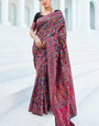 Adorning Black Pashmina saree With Refreshing Blouse Piece