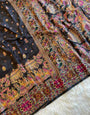 Enamoring Black Nylon Dola Pashmina Saree With Extraordinary Blouse Piece