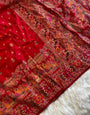 Skinny Red Nylon Dola Pashmina Saree With Energetic Blouse Piece