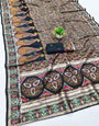 Jazzy Black Nylon Dola Pashmina Saree With Glowing Blouse Piece