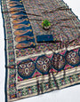 Unique Blue Nylon Dola Pashmina Saree With Sophisticated Blouse Piece