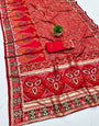 Effervescent Red Nylon Dola Pashmina Saree With Angelic Blouse Piece