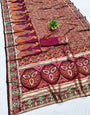 An insanely Wine Nylon Dola Pashmina Saree With Delightful Blouse Piece
