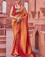 Unequalled Red Kanjivaram Silk Saree With Zephyr Blouse Piece