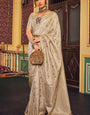 Resplendent Beige Soft Banarasi Silk Saree With Enchanting Blouse Piece