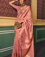 Radiant Peach Soft Banarasi Silk Saree With Gorgeous Blouse Piece