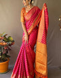 Ravishing Dark Pink Soft Banarasi Silk Saree With Ratatouille Blouse Piece