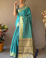 Resplendent Firozi Soft Banarasi Silk Saree With Pulsating Blouse Piece