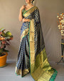 Desirable Navy Blue Soft Banarasi Silk Saree With Majestic Blouse Piece