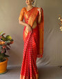 Gossamer Red Soft Banarasi Silk Saree With Smart Blouse Piece