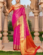 Lassitude Dark Pink Patola Silk Saree with Angelic Blouse Piece