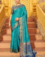 Groovy Firozi Patola Silk Saree with Dazzling Blouse Piece