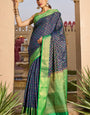 Marvellous Navy Blue Patola Silk Saree with An insanely Blouse Piece