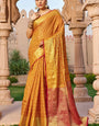 Diaphanous Orange Patola Silk Saree with Woebegone Blouse Piece