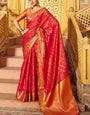 Prodiga Red Patola Silk Saree with Ornate Blouse Piece