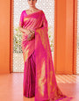 Demanding Dark Pink Kanjivaram Silk Saree With Preferable Blouse Piece