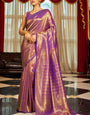 Twirling Purple Kanjivaram Silk Saree With Demure Blouse Piece