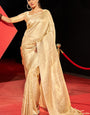 Resplendent Beige Kanjivaram Silk Saree With Engaging Blouse Piece