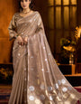 Imbrication Brown Soft Banarasi Tissue Silk Saree With Unique Blouse Piece