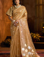 Demure Golden Soft Banarasi Tissue Silk Saree With Lustrous Blouse Piece