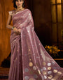 Zephyr Lavender Soft Banarasi Tissue Silk Saree With Demanding Blouse Piece