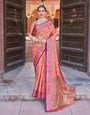 Evanescent Peach Soft Banarasi Silk Saree With Entrancing Blouse Piece