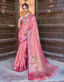 Epiphany Pink Soft Banarasi Silk Saree With Inspiring Blouse Piece