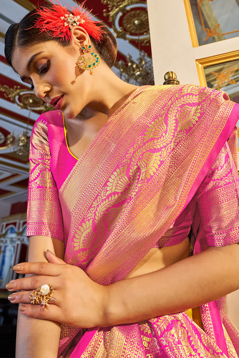 Gossamer Yellow Soft Banarasi Silk Saree With Devastating Blouse Piece