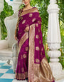 Opulent Purple Soft Banarasi Silk Saree With Prodigal Blouse Piece