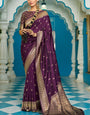 Mesmeric Purple Soft Banarasi Silk Saree With Invaluable Blouse Piece