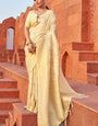 Flattering Beige Banarasi Silk Saree With Jazzy Blouse Piece