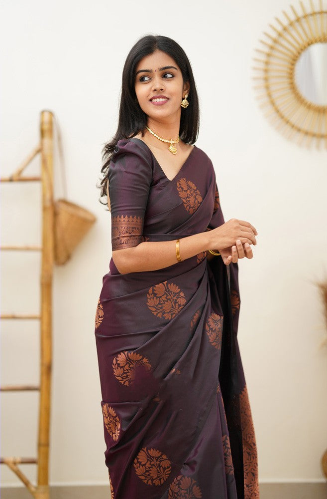 Glorious Purple Soft Silk Saree With Intricate Blouse Piece