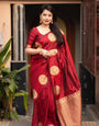 Artistic Maroon Soft Silk Saree With Unequalled Blouse Piece