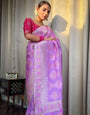 Confounding Lavender Soft Silk Saree With Cynosure Blouse Piece