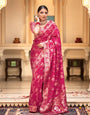 Radiant Dark Pink Soft Silk Saree With Nectarous Blouse Piece