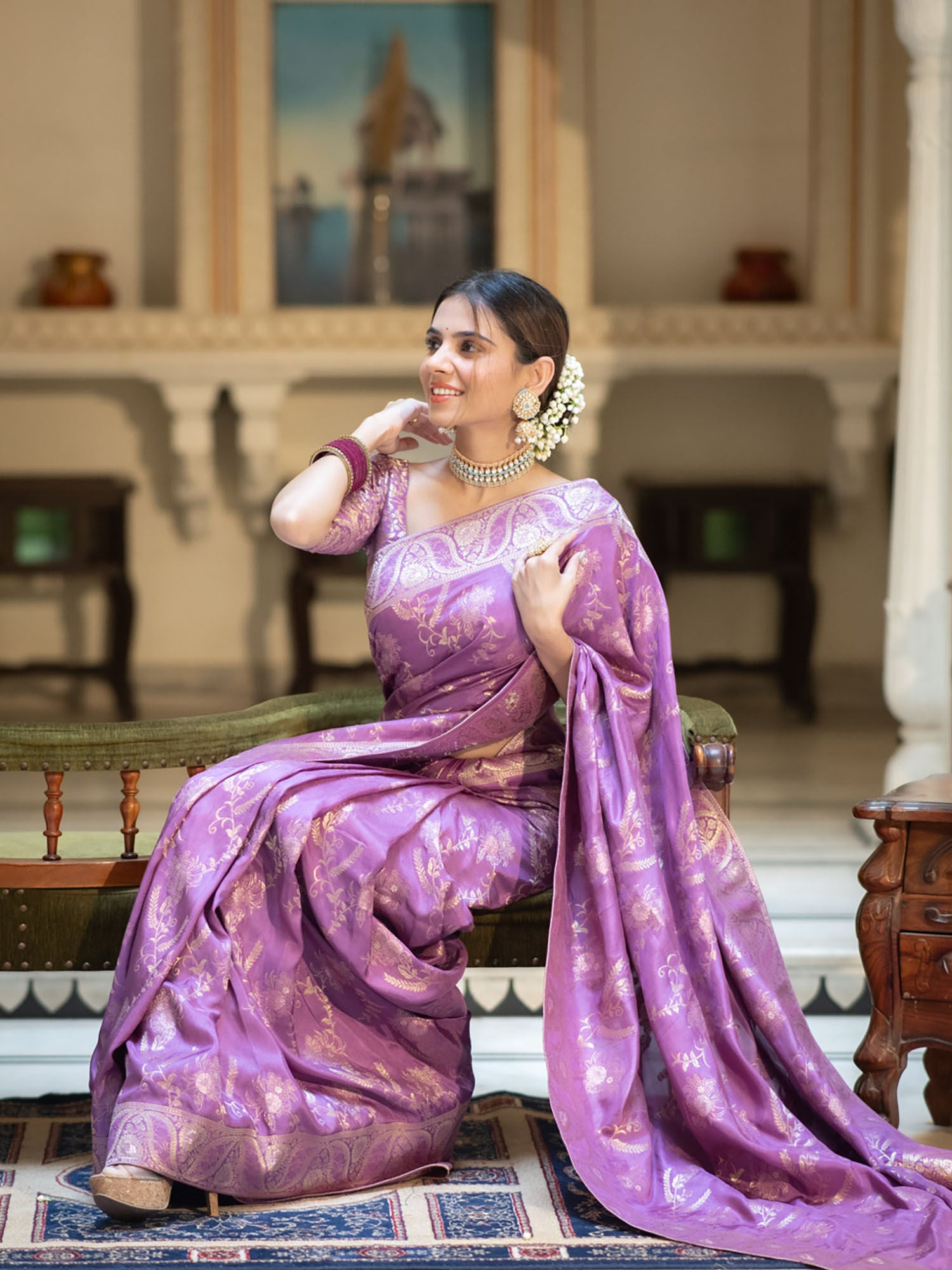 Ratatouille Lavender Soft Silk Saree With Super extravagant Blouse Piece