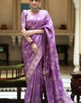 Ratatouille Lavender Soft Silk Saree With Super extravagant Blouse Piece