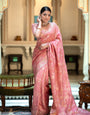 Moiety Peach Soft Silk Saree With Pleasurable Blouse Piece