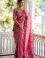 Resplendent Pink Soft Silk Saree With Lustrous Blouse Piece