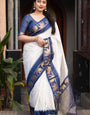 Innovative Off White Soft Silk Saree With Flaunt Blouse Piece