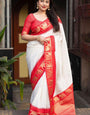 Palimpsest Off White Soft Silk Saree With Delectable Blouse Piece